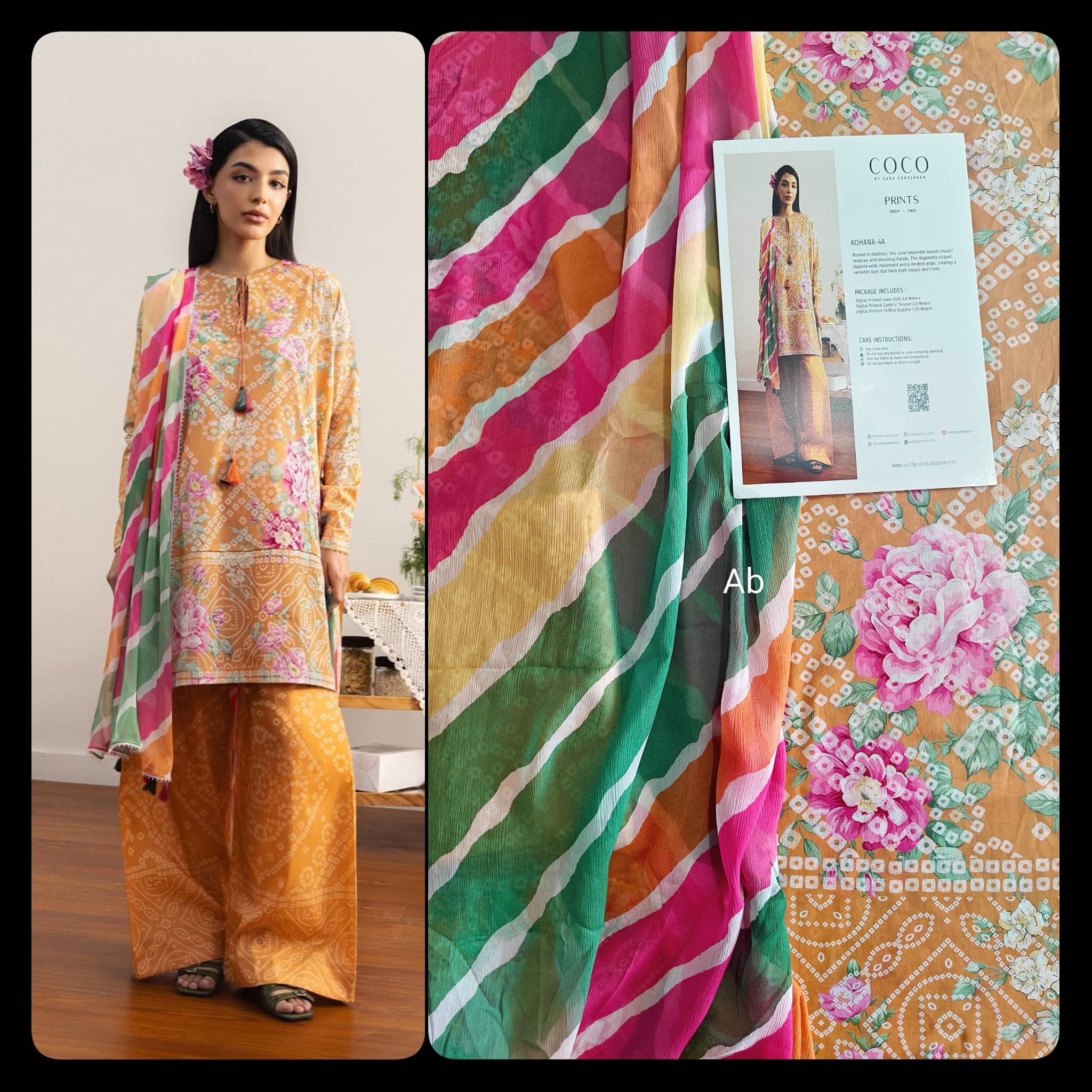 Open Pic/Zara Shahjahan Coco Prints 26 Drop 2/Kohana/4A/Chiffon Dupatta