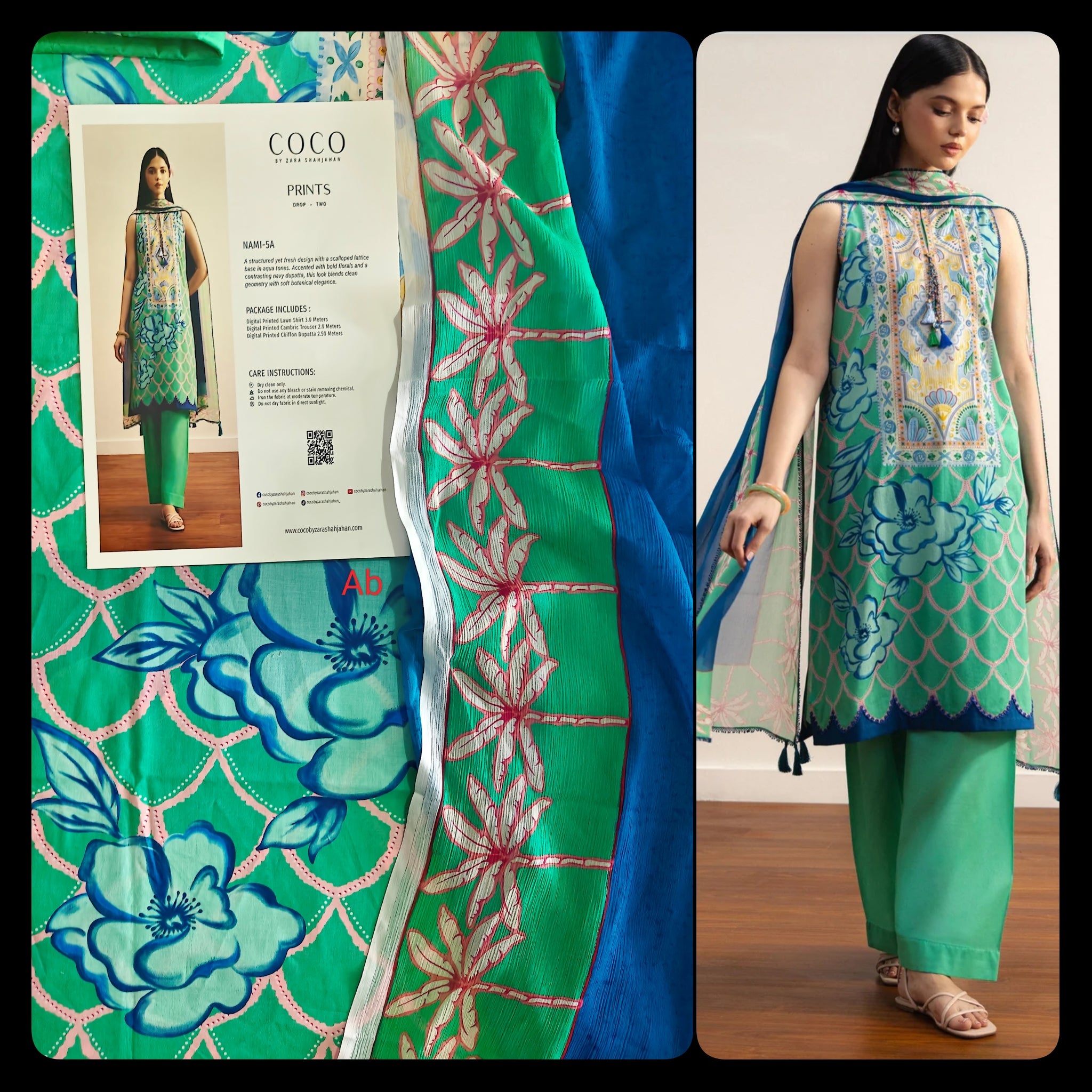 Open Pic/Zara Shahjahan Coco Prints 26 Drop 2/Nami/5A/Chiffon Dupatta