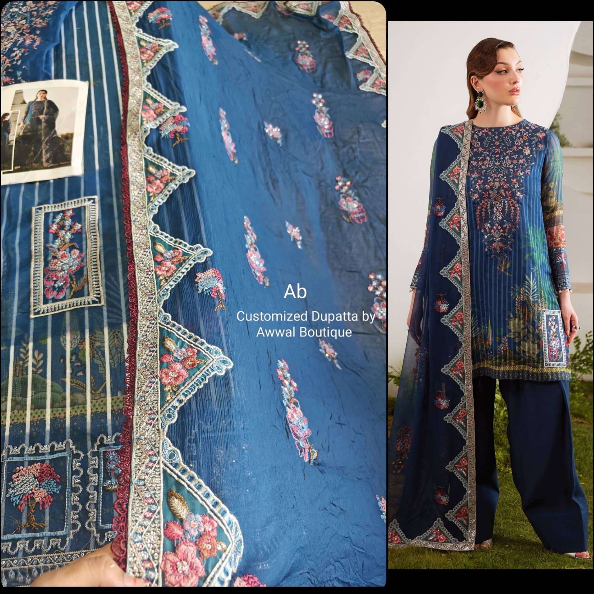Semi Stitched Easy Stitching Solutions/Nureh Amaya Luxury Formals Chiffon/AM -23 (Copy)