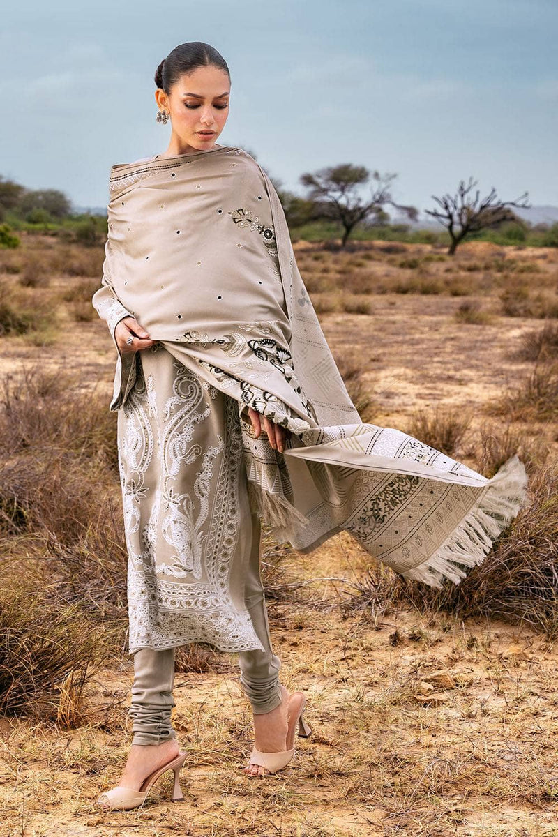 Gul Ahmed Luxe Patjhaar/Embroidered Pashmina Suit with Embroidered Shawl AP-52003
