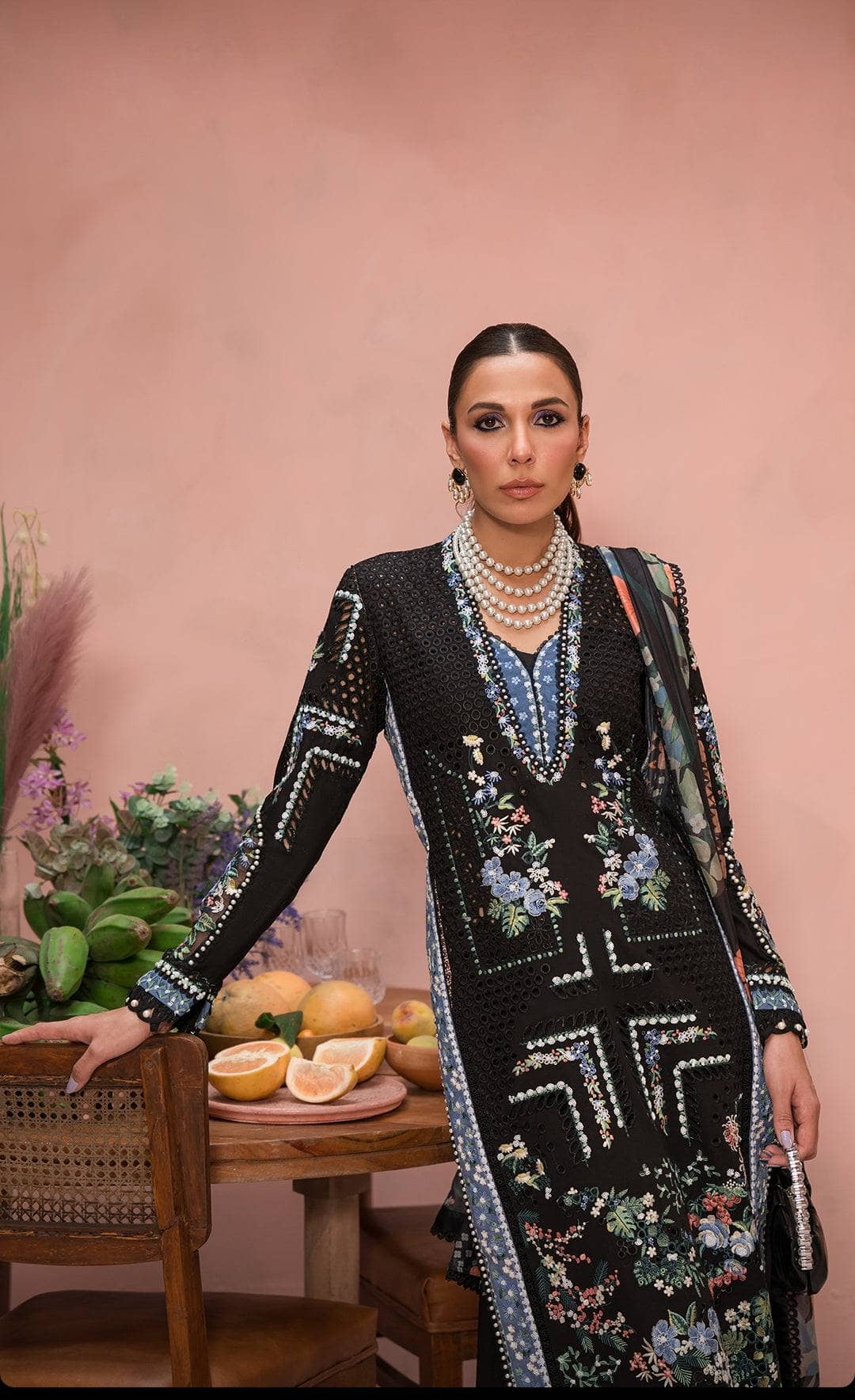 Afrozeh Painted Garden Lawn/Midnight Muse D 03