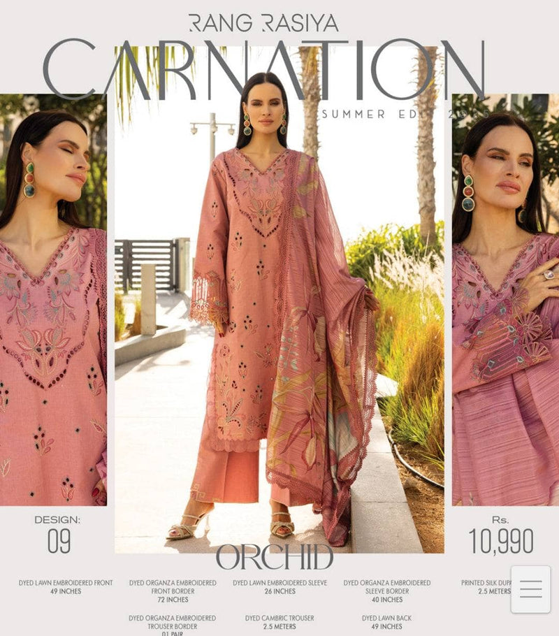 Rang Rasiya Carnation Lawn/Orchid/Tea Pink