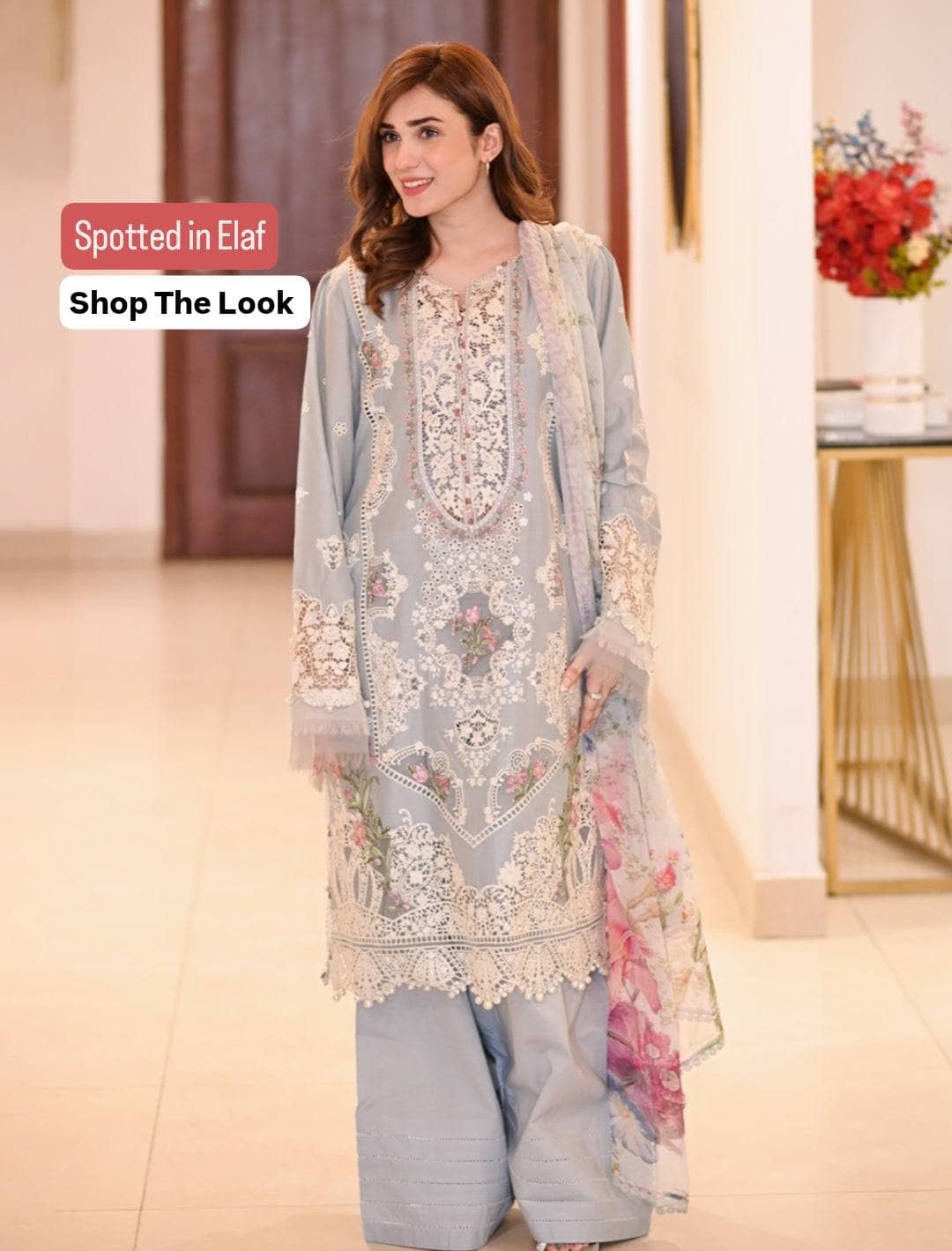 Spotted in Elaf Luxury Lawn 25/ELH-7B ISSABEL/Ice Blue