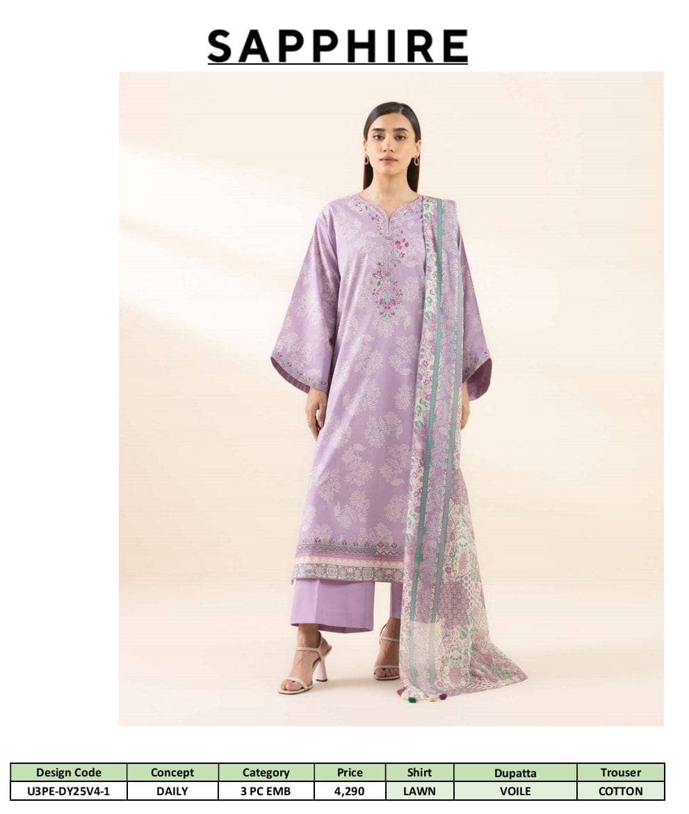Sapphire Daily Embroidered Lawn Collection