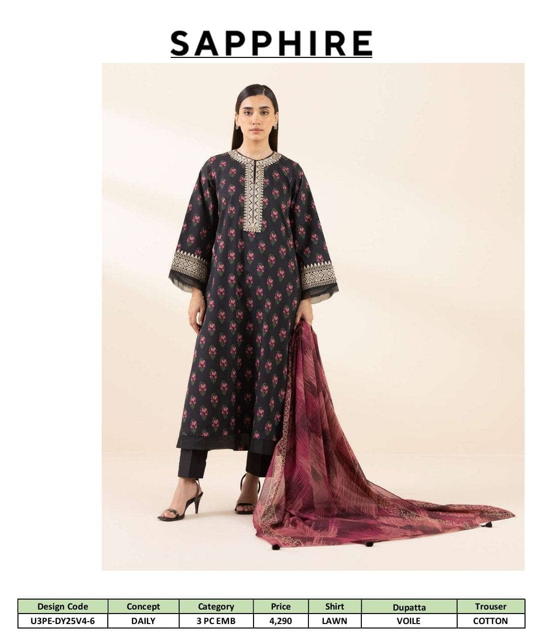 Sapphire Daily Embroidered Lawn Collection