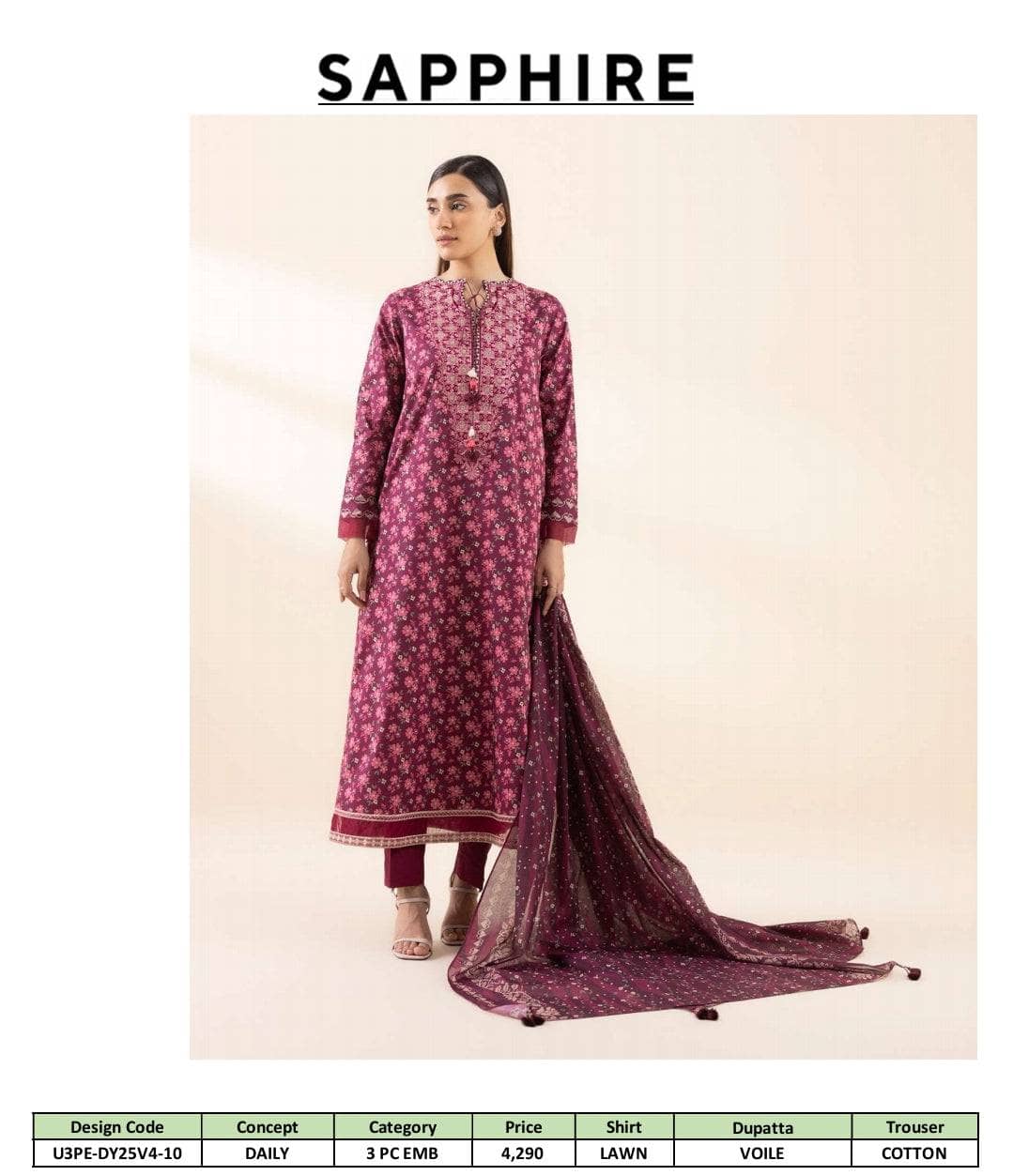 Sapphire Daily Embroidered Lawn Collection
