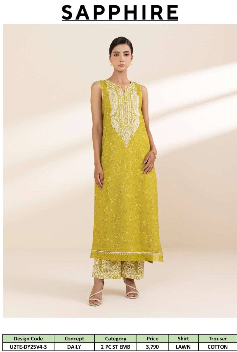 Sapphire Daily Embroidered Lawn Collection/Shirt Bottom Set