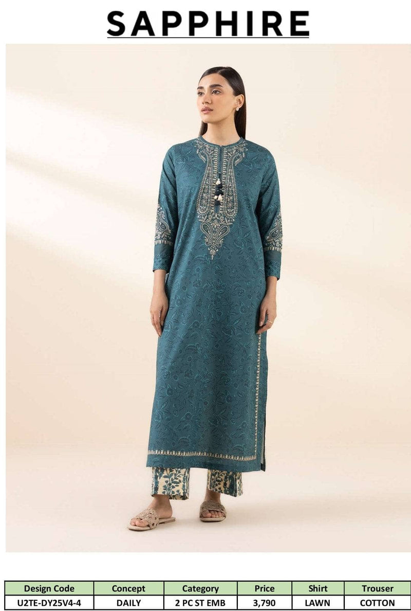 Sapphire Daily Embroidered Lawn Collection/Shirt Bottom Set
