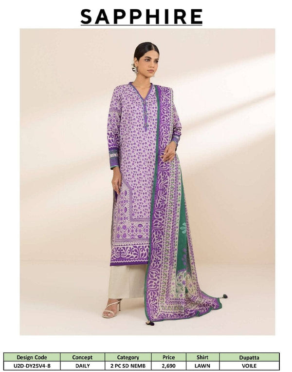 Sapphire Daily Lawn Collection/Shirt Dupatta Set