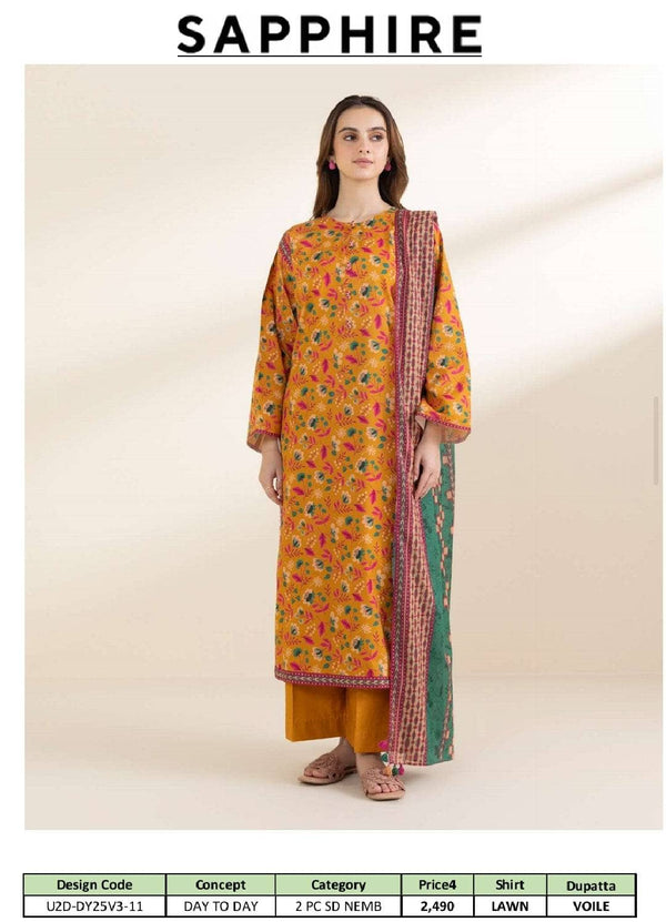 Sapphire Day To Day Lawn 25/Shirt Dupatta Set