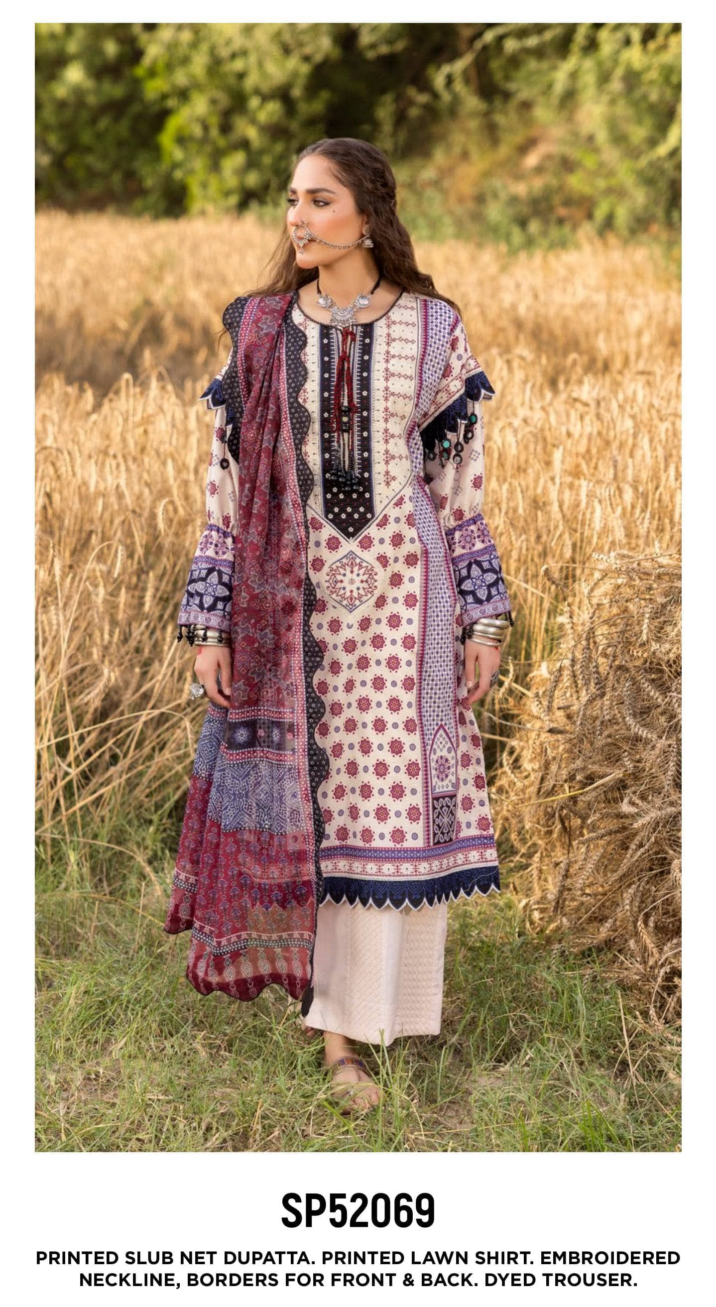 Restocked/Gul Ahmed Ajrak Collection 25/SP52069