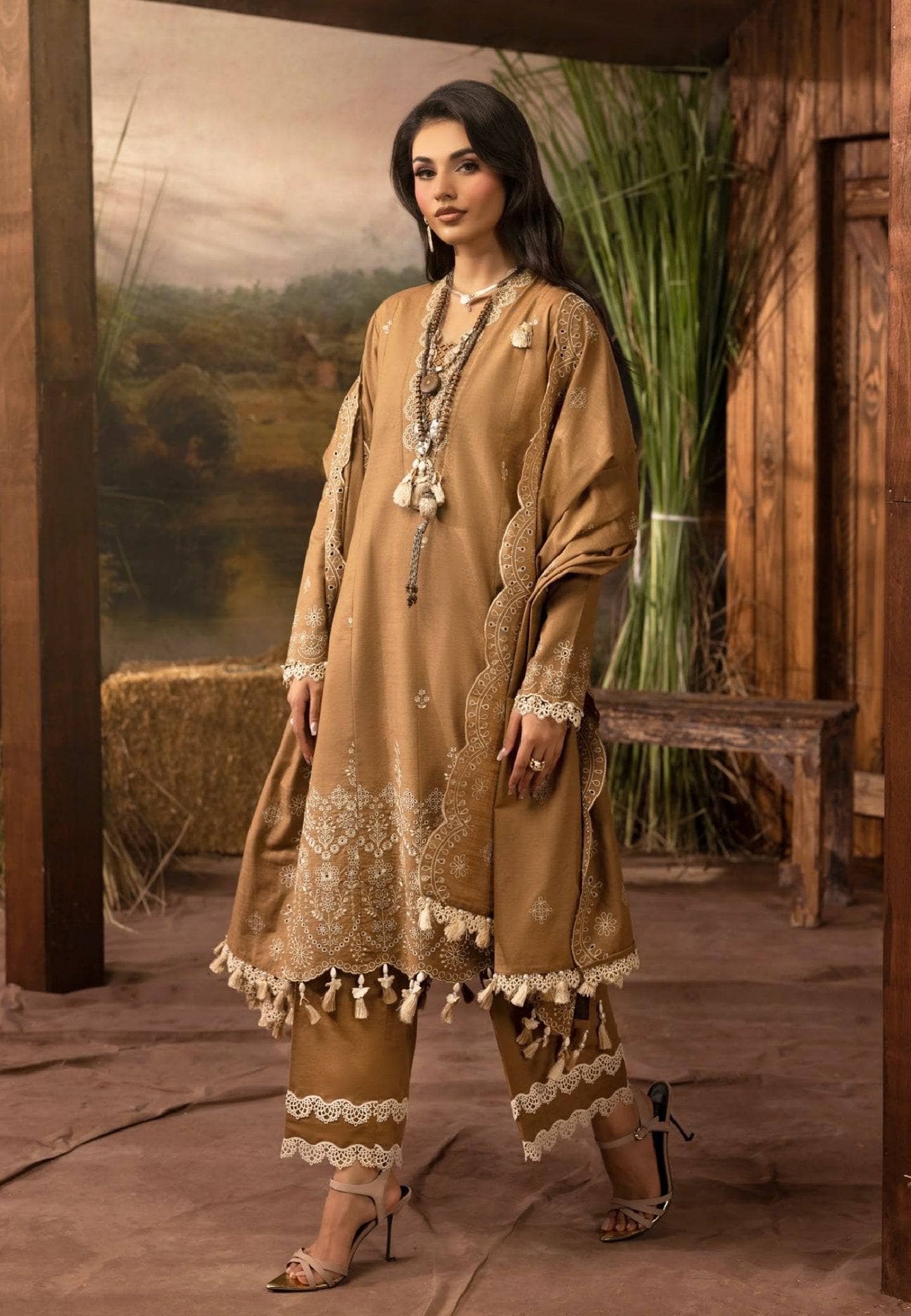 Gul Ahmed Rang E Khizam/K 52034/Embroideried Khaddar