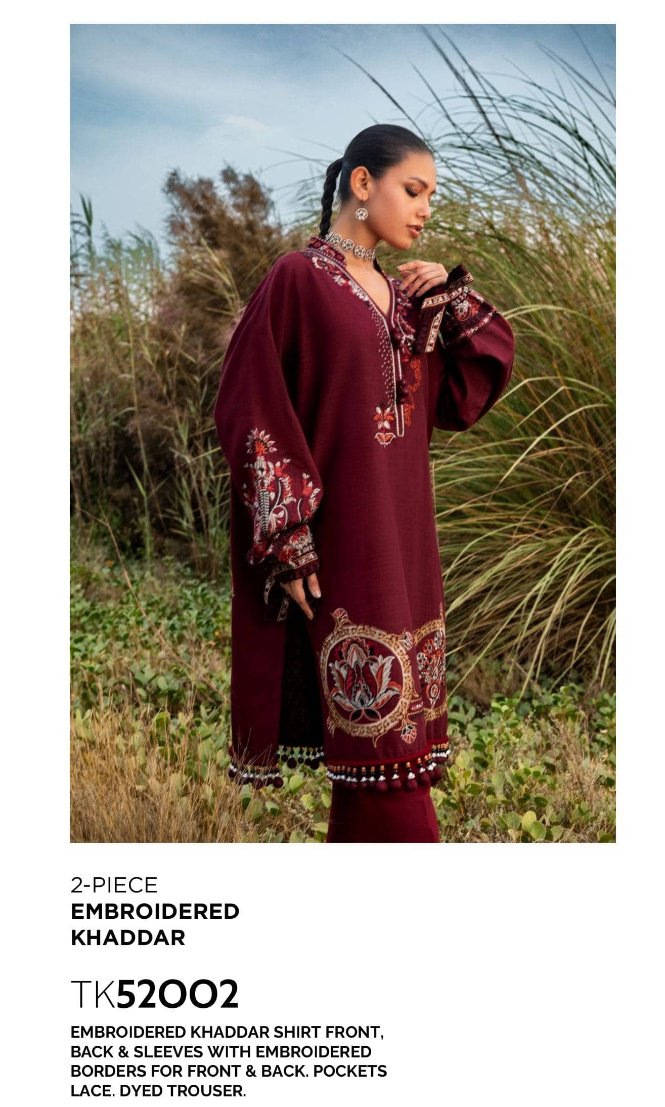 Gul Ahmed Winter Essentials/Casuals/TK 52002/Embroidered Khaddar
