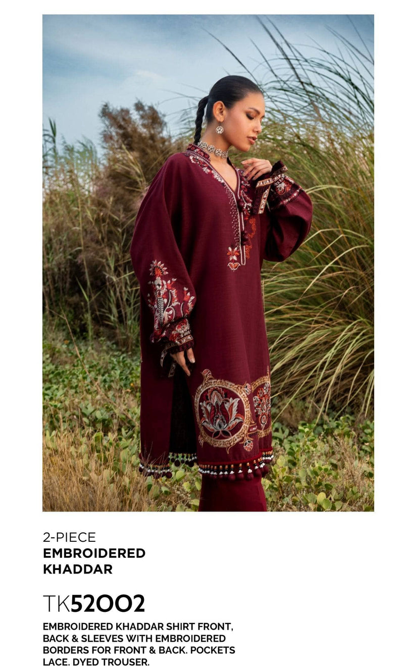 Gul Ahmed Winter Essentials/Casuals/TK 52002/Embroidered Khaddar