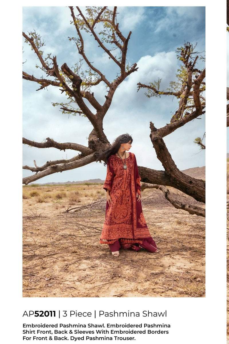 Restocked/Gul Ahmed Luxe Patjhaar/Embroidered Pashmina Suit with Embroidered Shawl AP-52011