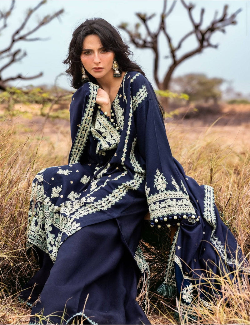 Gul Ahmed Luxe Patjhaar/Embroidered Pashmina Suit with Embroidered Shawl AP-52012
