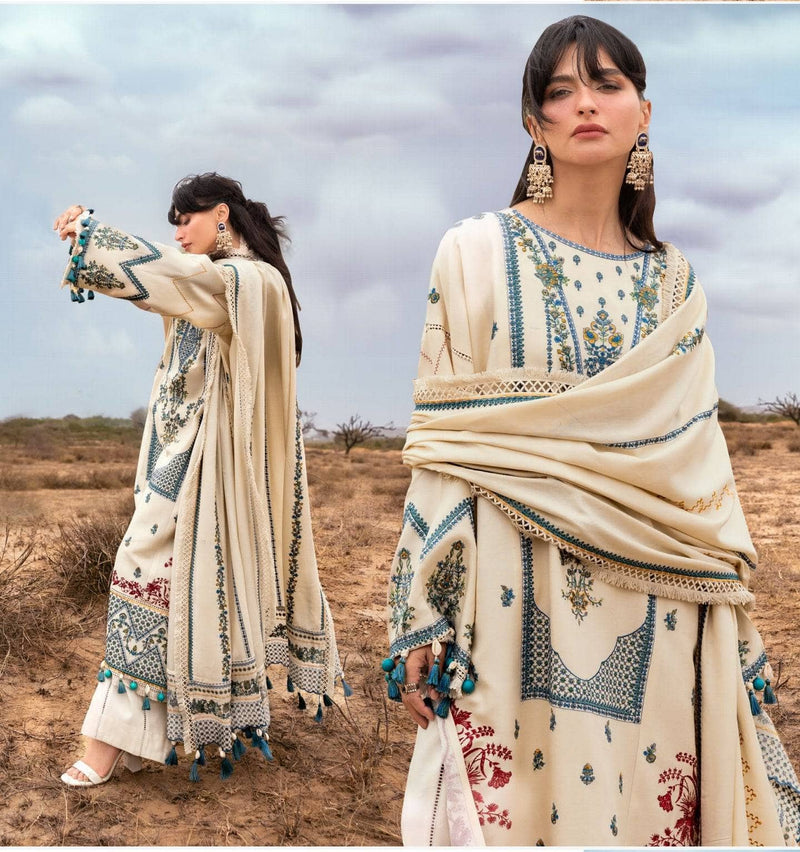 Gul Ahmed Luxe Patjhaar/Embroidered Pashmina Suit with Embroidered Shawl AP-52006