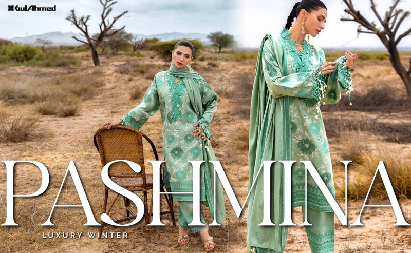 Gul Ahmed Luxe Patjhaar/Embroidered Pashmina Suit with Embroidered Shawl AP-52009