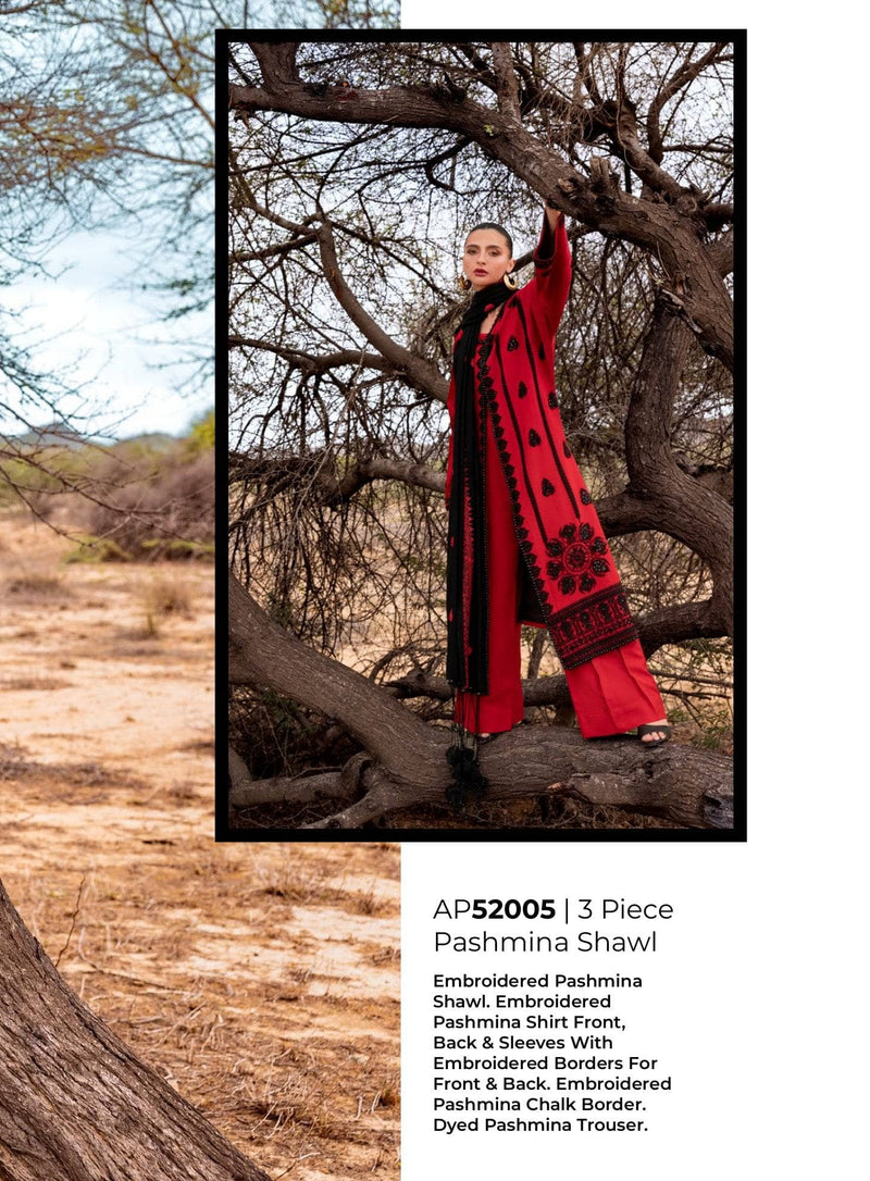 Gul Ahmed Luxe Patjhaar/Embroidered Pashmina Suit with Embroidered Shawl AP-52005