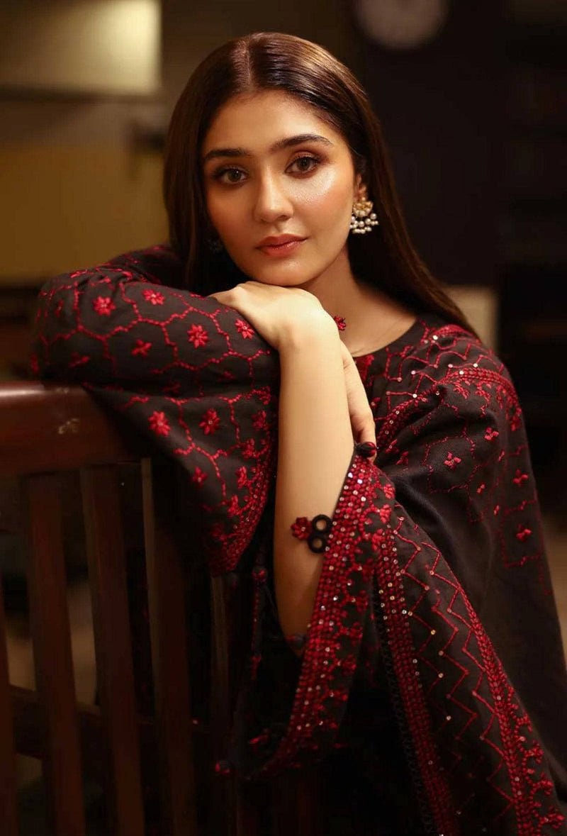 Cross Stitch Khaddar/Garnet Grace