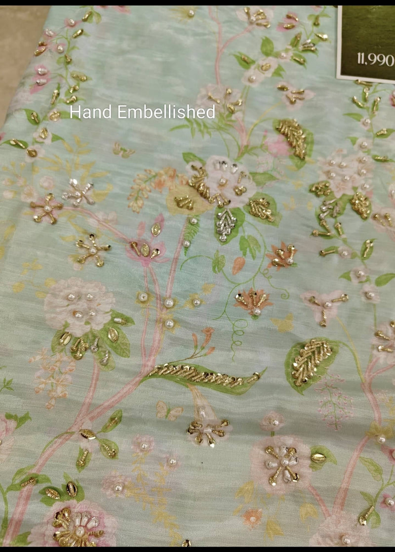 Open Pic/Rang Rasiya Luxe Silk/Hand Work/Feryal/Ocean Mist