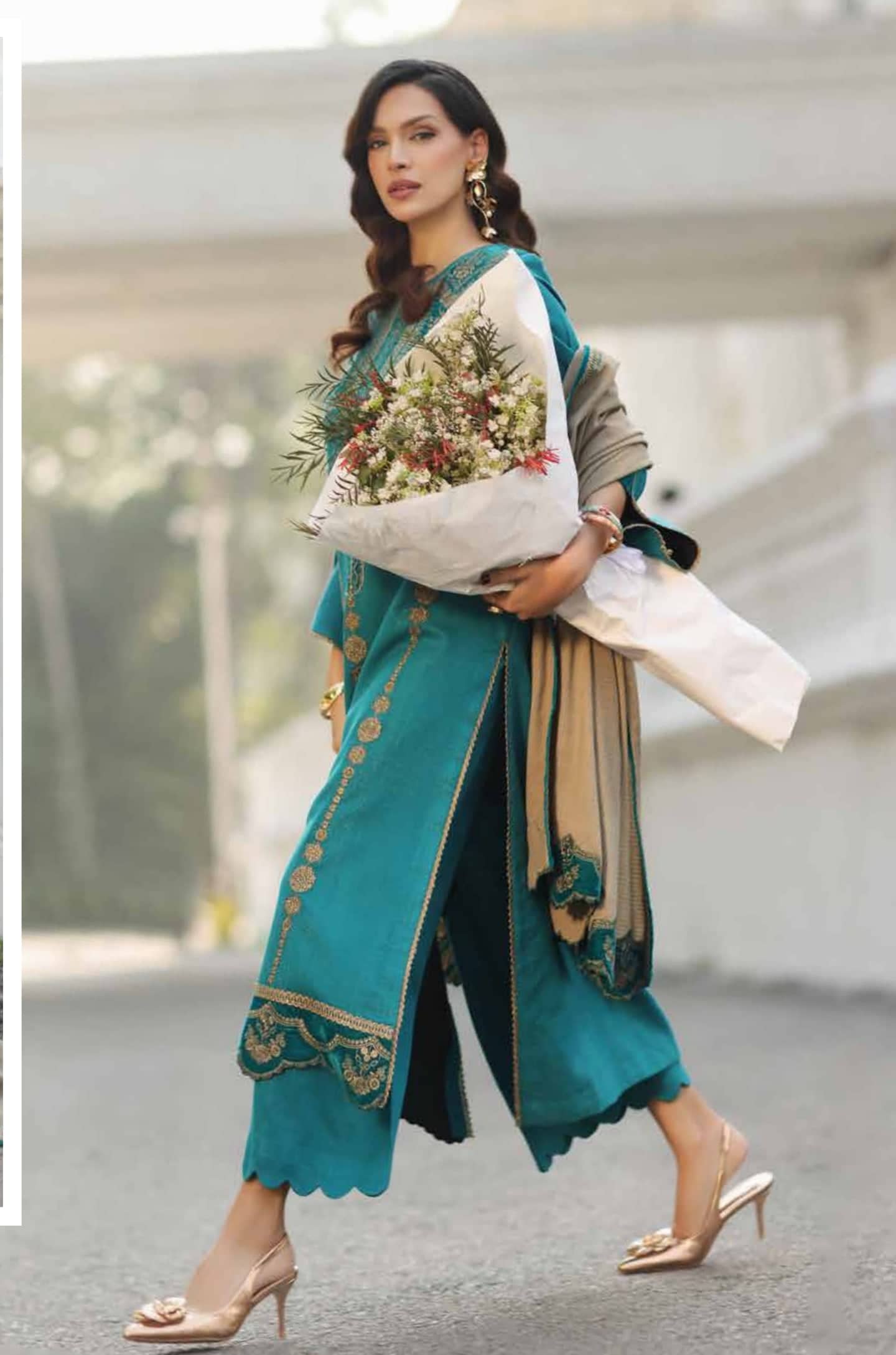 Charizma Signature Leather Peach/Velvet Embroideried/Woolen Shawls