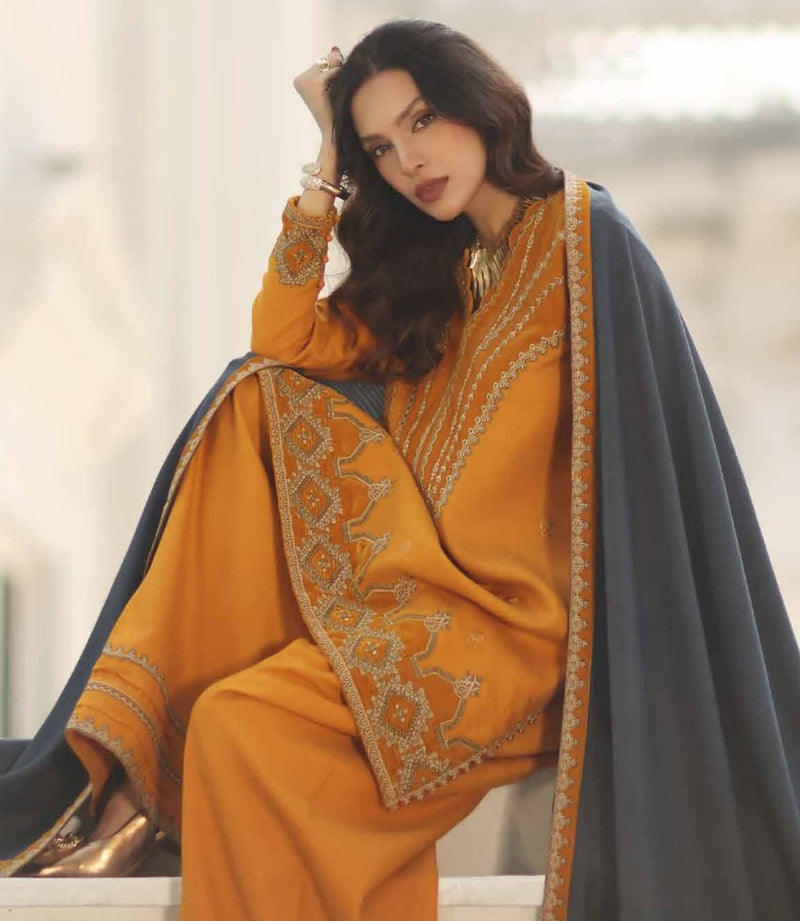 Charizma Signature Leather Peach/Velvet Embroideried/Woolen Shawls