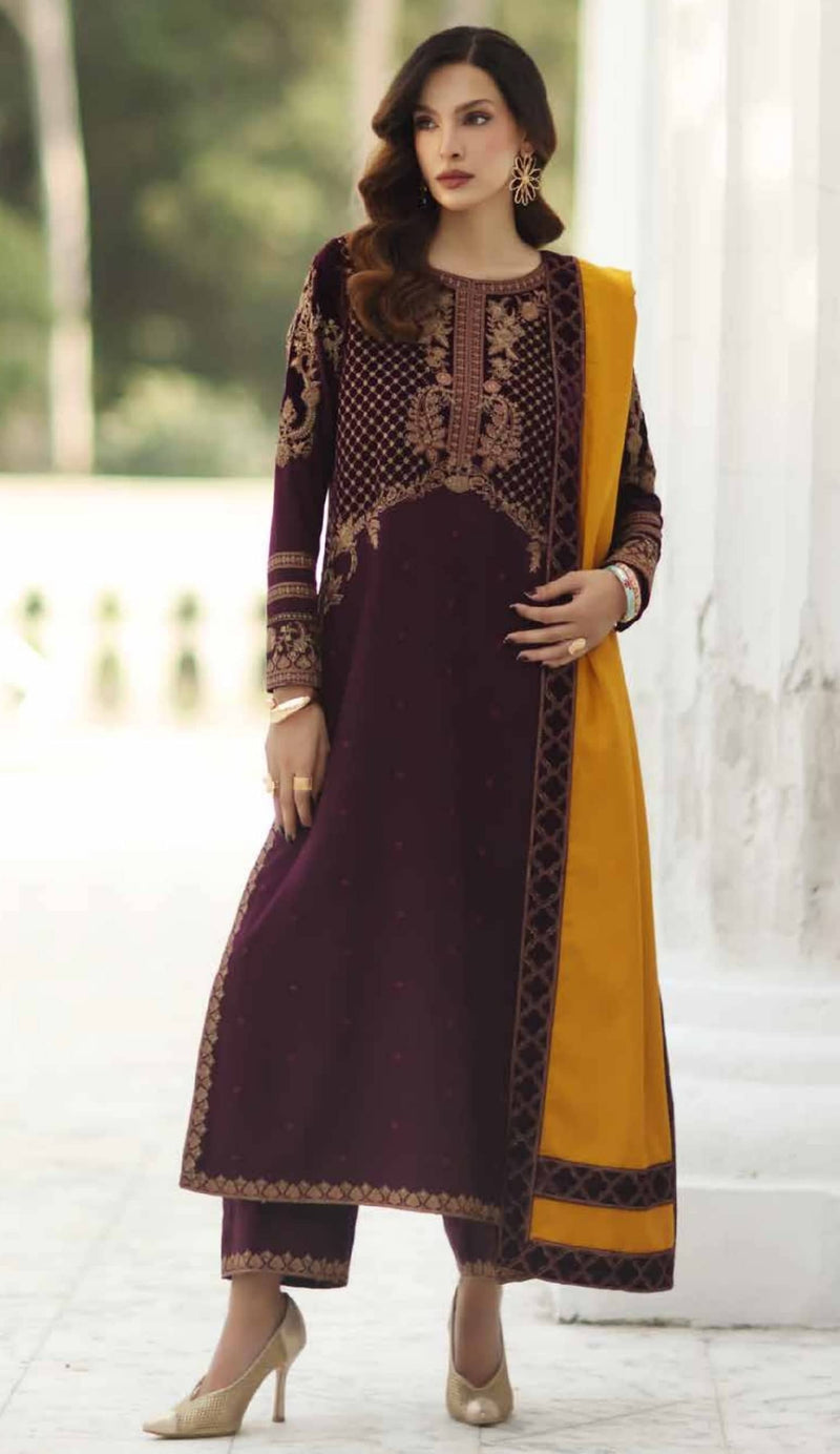 Charizma Signature Leather Peach/Velvet Embroideried/Woolen Shawls