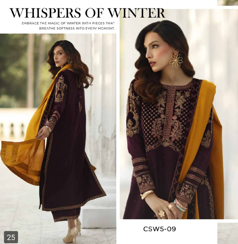 Charizma Signature Leather Peach/Velvet Embroideried/Woolen Shawls