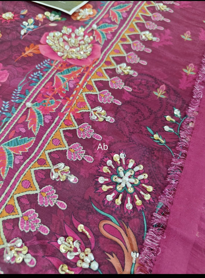 Open Pic/Rang Rasiya Luxe Silk/Hand Work/Ayra/Deep Fuchsia