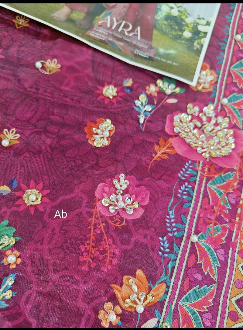 Open Pic/Rang Rasiya Luxe Silk/Hand Work/Ayra/Deep Fuchsia