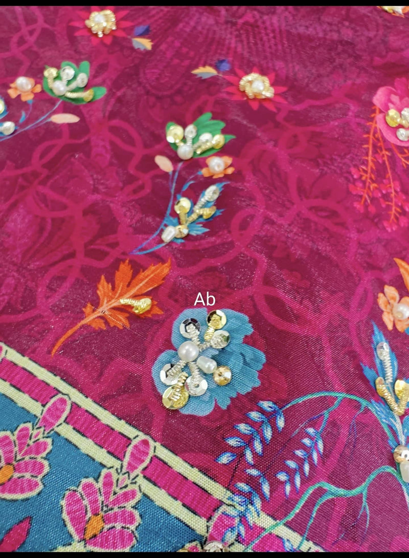 Open Pic/Rang Rasiya Luxe Silk/Hand Work/Ayra/Deep Fuchsia