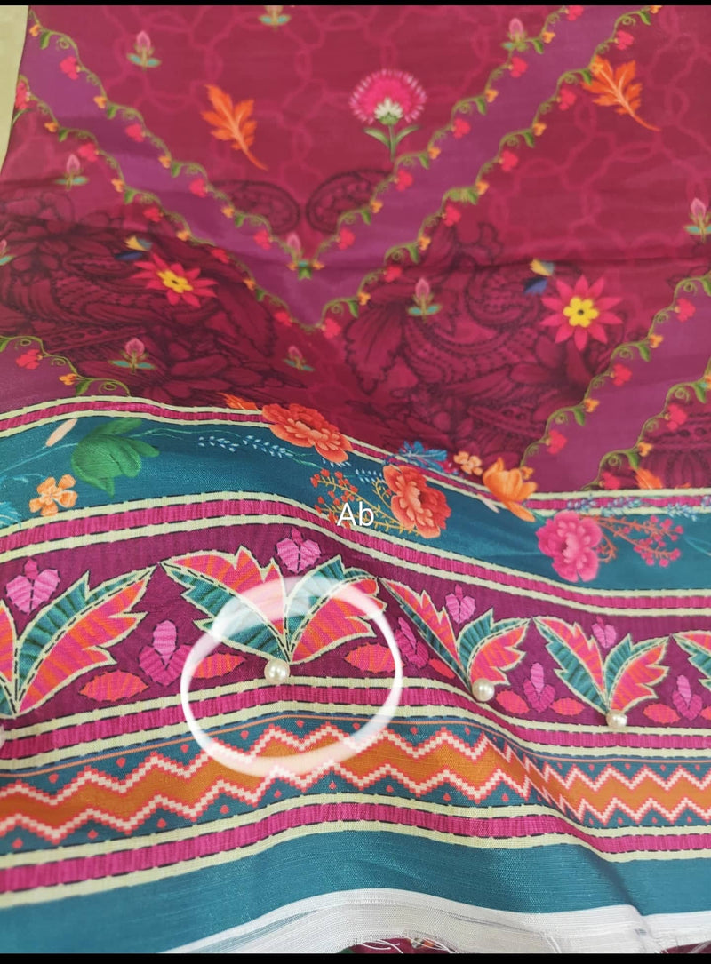 Open Pic/Rang Rasiya Luxe Silk/Hand Work/Ayra/Deep Fuchsia