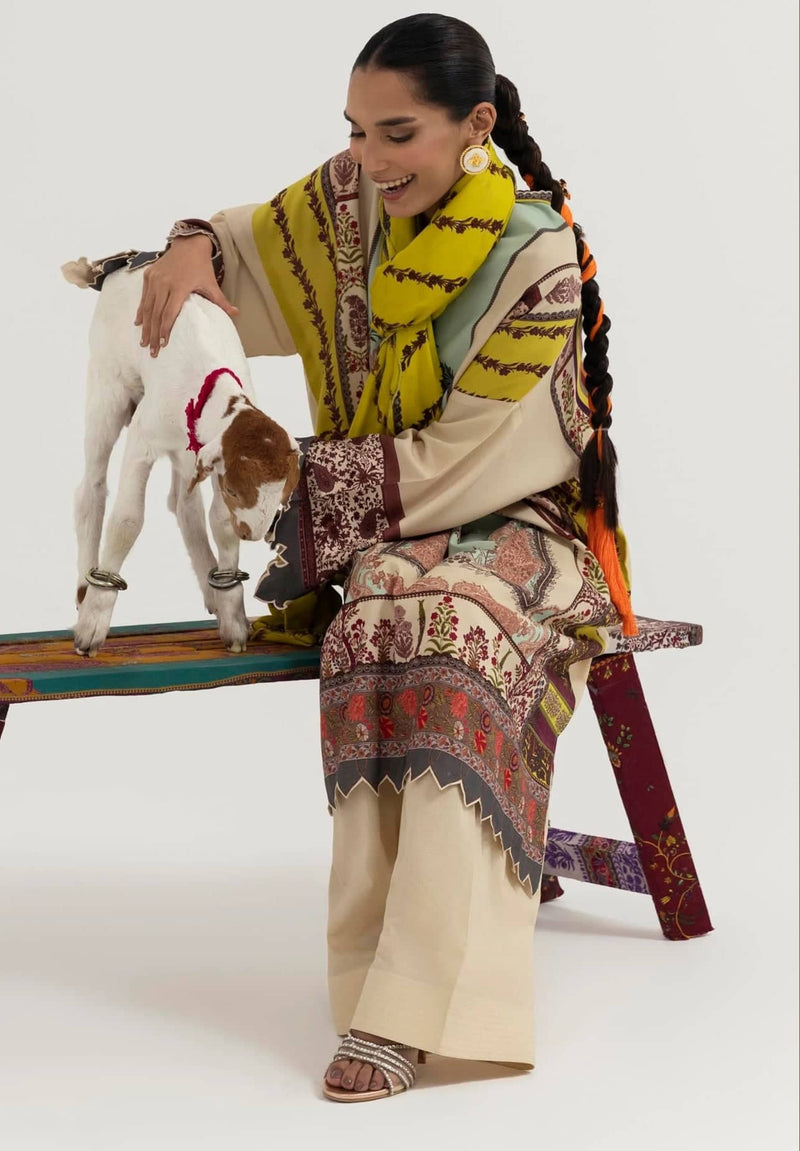 Sana Safinaz Mahay Winter 25/Slub Linen Suit/7A/Shirt Dupatta