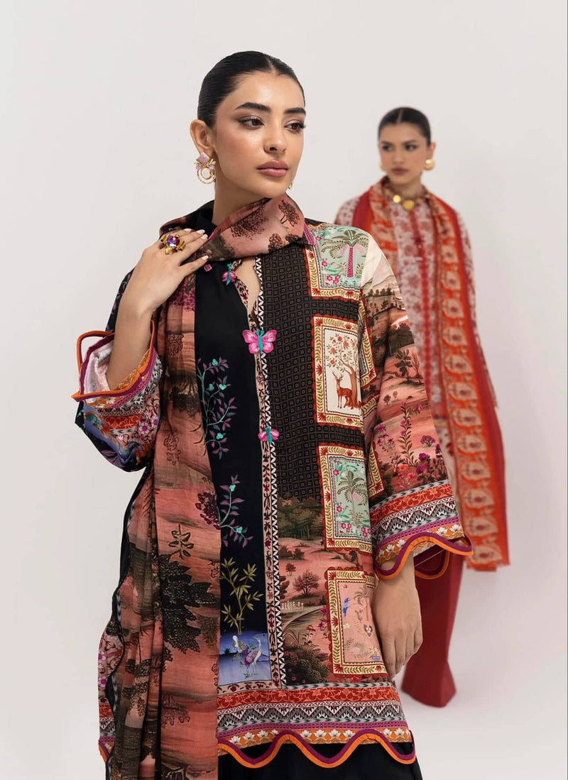 Sana Safinaz Mahay Winter 25/Slub Linen Suit/9B/Shirt Dupatta Set