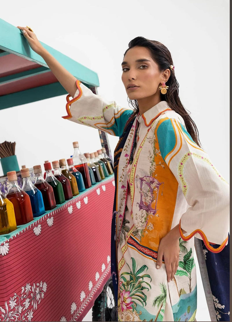 Sana Safinaz Mahay Winter 25/Slub Linen Suit/10A/Shirt Dupatta Set