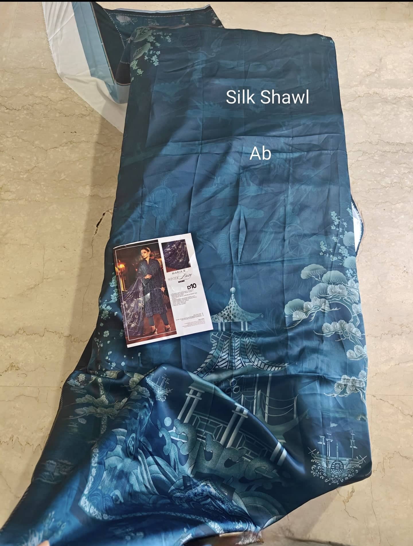 Open Pic//Maria B Winter Luxe/Embroideried Velvet Suit/Silk Wool Shawl/10/Teal