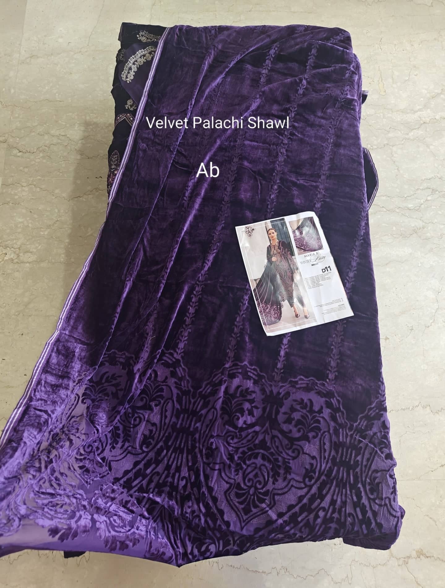 Open Pic/Maria B Winter Luxe 25/Embroideried Velvet Suit/Velvet Palachi Shawl/11/Dark Purple