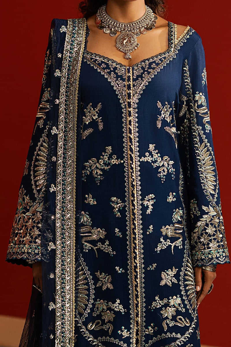 Afrozeh Divani Silk Edit 25/Mahreen/Navy Blue