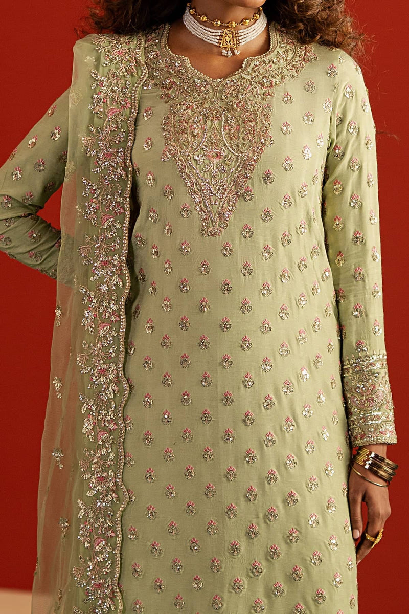 Afrozeh Divani Silk Edit 25/Shahwar/Pastel Green