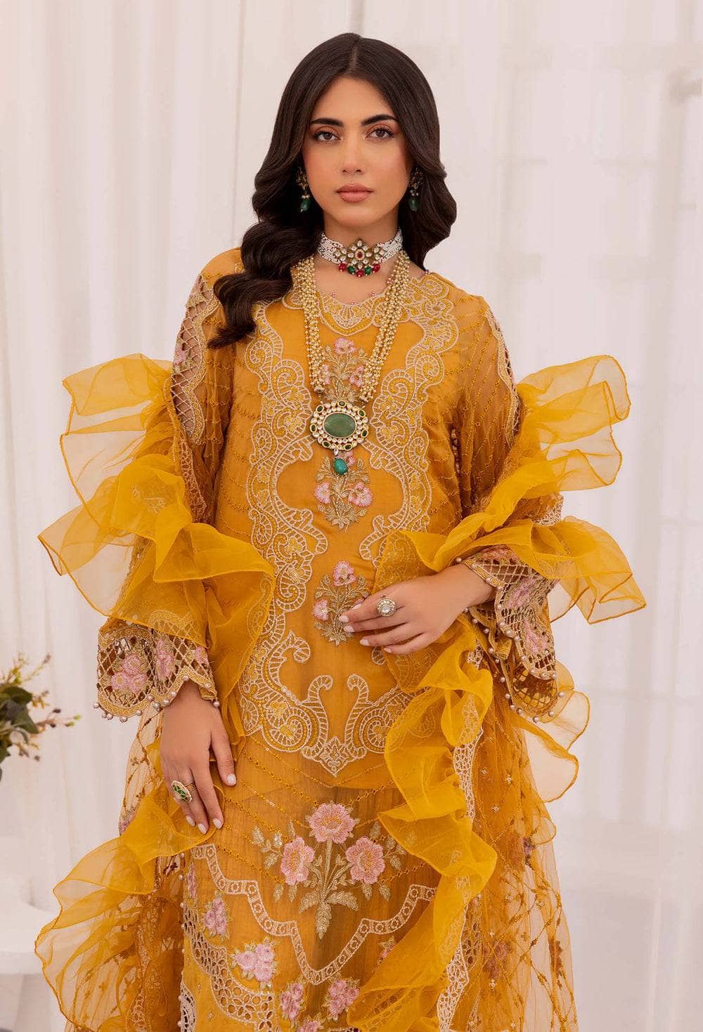 Adans Libas Chiffon Pakistani Suit Restocked/Adans Libas Chantelle Chiffon/Amber Agate