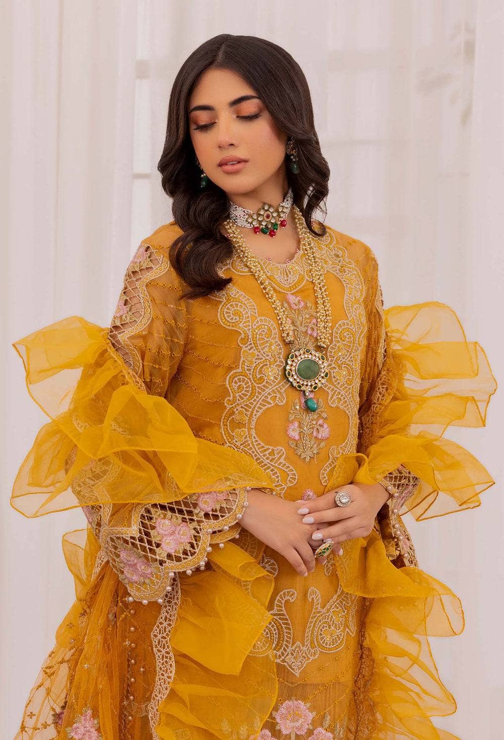 Adans Libas Chiffon Pakistani Suit Restocked/Adans Libas Chantelle Chiffon/Amber Agate