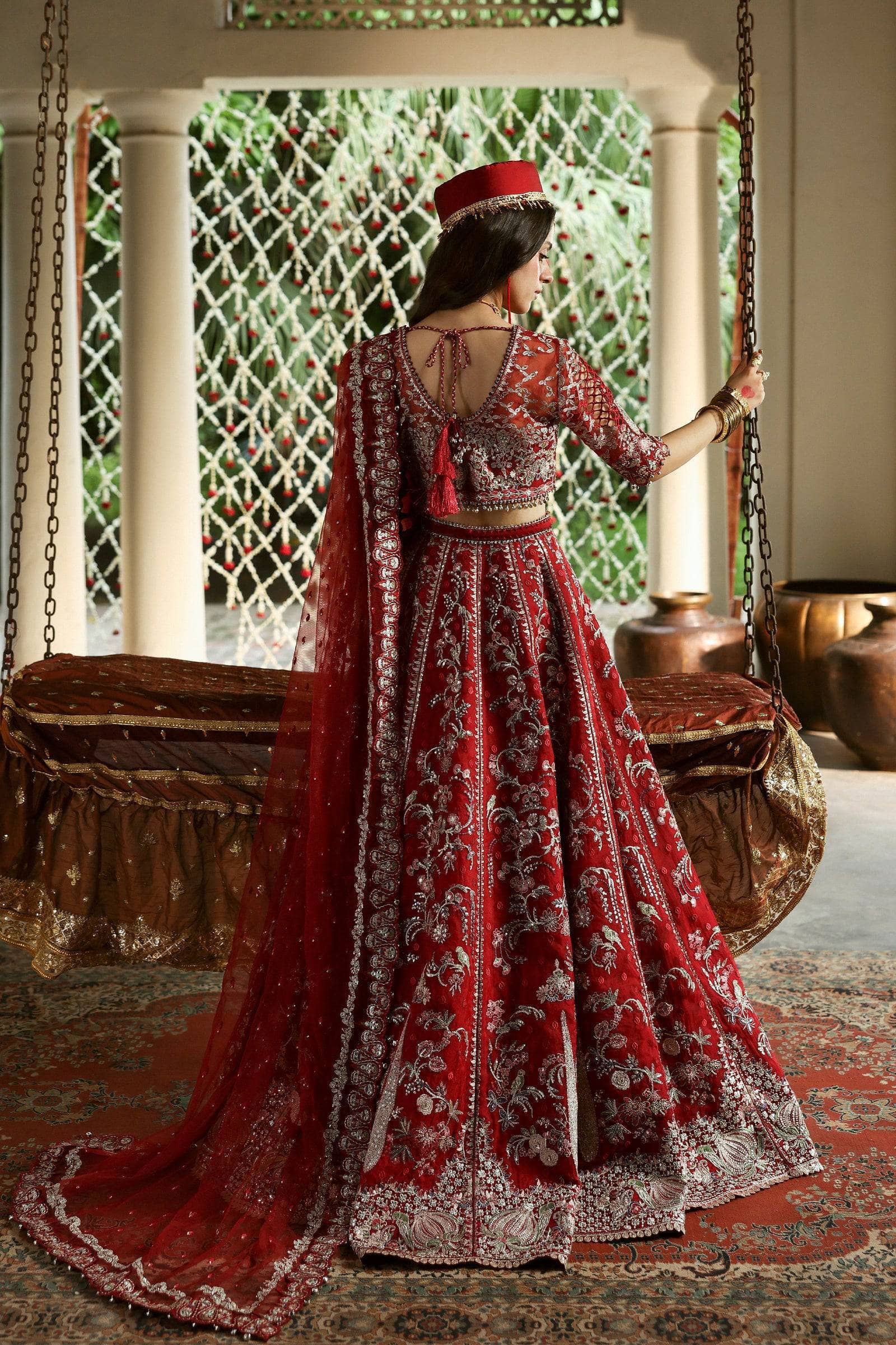 Afrozeh Shehnai Wedding Formals/Sheen/Crimson Red