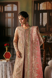 Afrozeh Shehnai Wedding Formals 26/Aabroo/Peach Golden