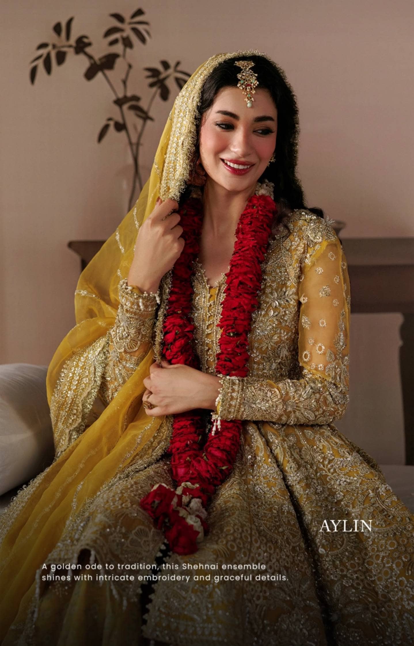 Afrozeh Shehnai Wedding Formals 26/Aylin/Gold Mustard