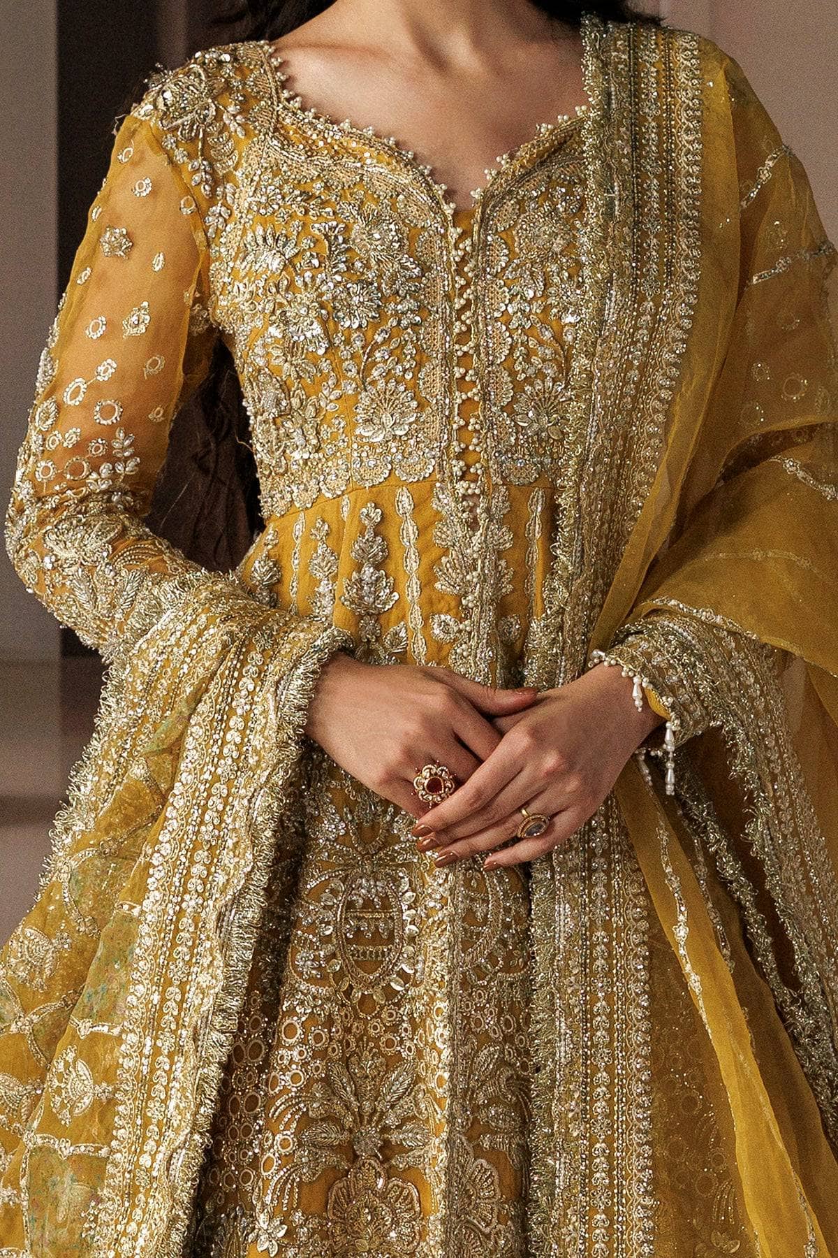 Afrozeh Shehnai Wedding Formals 26/Aylin/Gold Mustard
