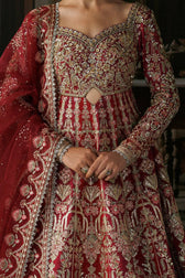 Afrozeh Shehnai Wedding Formals 26/Virsa/Magenta Deep Red