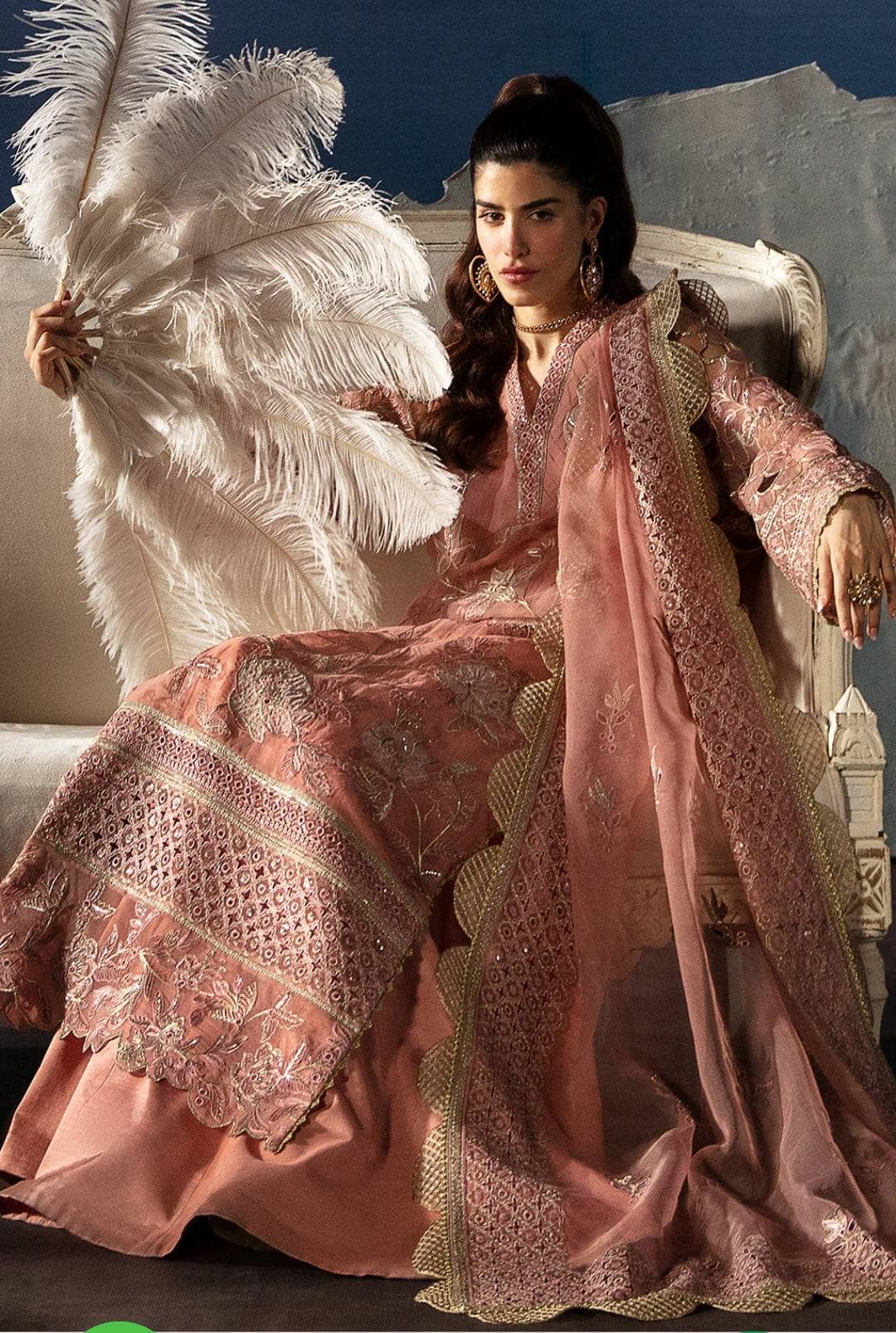 Afrozeh Chiffon Pakistani Suit Restocked/Afrozeh La Fuchsia 24/Vol 2/Elea/03