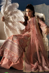 Afrozeh Chiffon Pakistani Suit Restocked/Afrozeh La Fuchsia 24/Vol 2/Elea/03