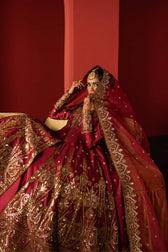 Afrozeh Divani Silk Ready To Ship Formals Afrozeh Divani Silk Edit 25/Bahaar/Coral Red